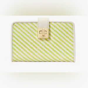 Kate Spade Phoebe Straw Turnlock Medium Wallet NWT Lime Slushy MSRP $229